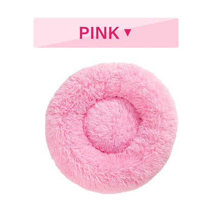 Donut dog bed soft plush calming pet bed with raised edges for dogs and cats