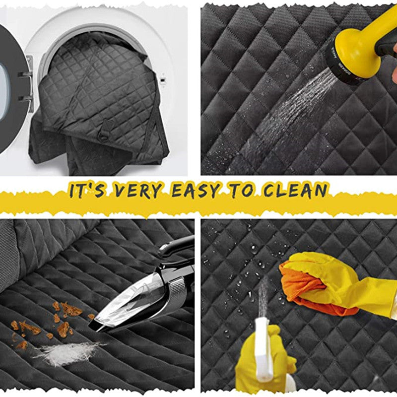 Waterproof dog car seat cover protecting car seats from dirt fur and spills