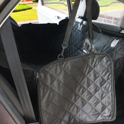 Waterproof dog car seat cover protecting car seats from dirt fur and spills