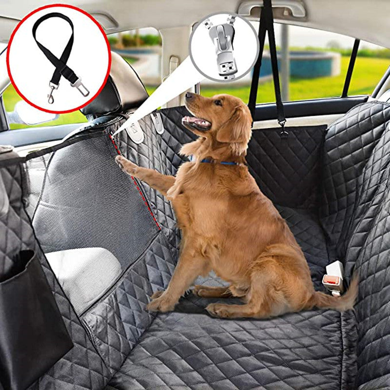 Waterproof dog car seat cover protecting car seats from dirt fur and spills