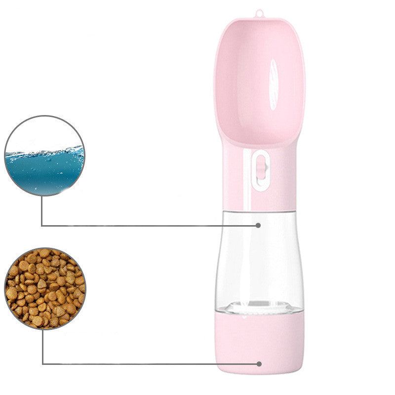 Portable dog water bottle with built-in dispenser for travel and outdoor use