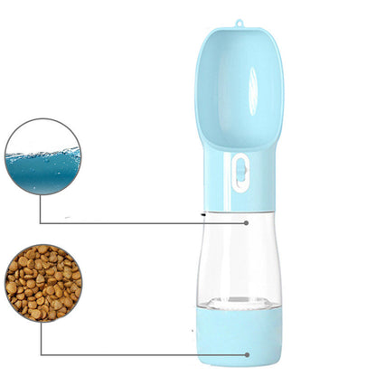 Portable dog water bottle with built-in dispenser for travel and outdoor use