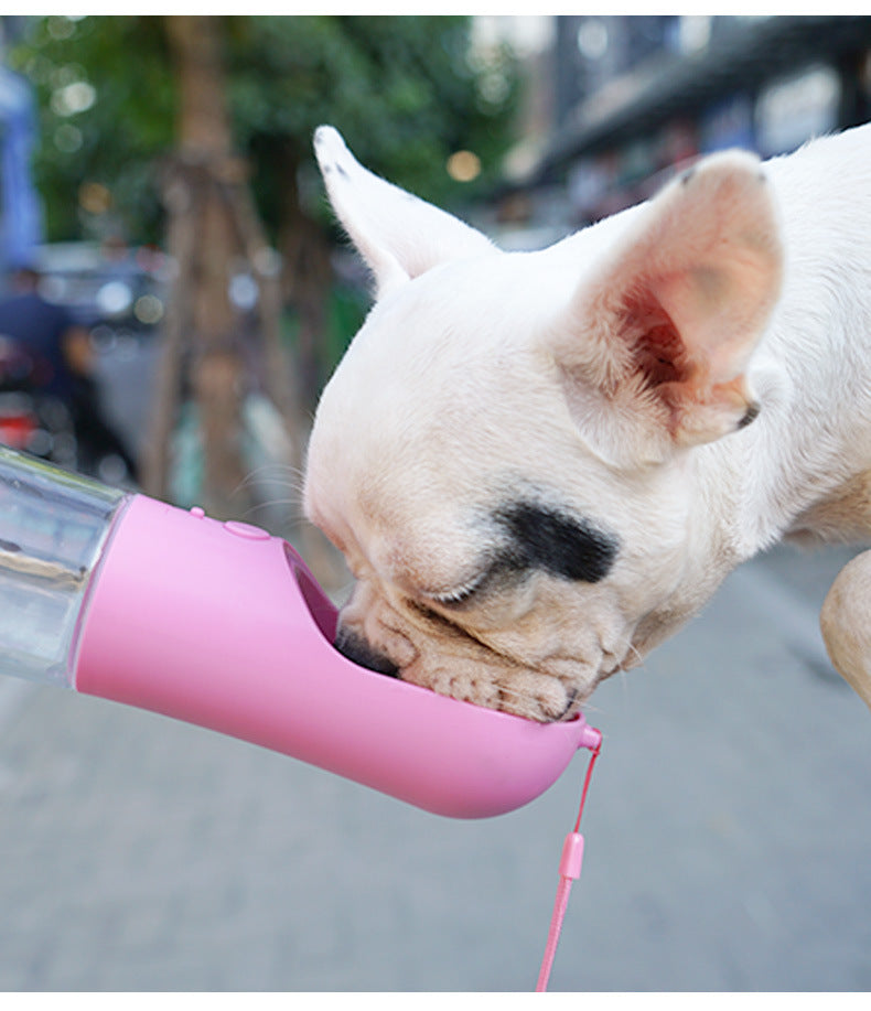 Portable dog water bottle with built-in dispenser for travel and outdoor use