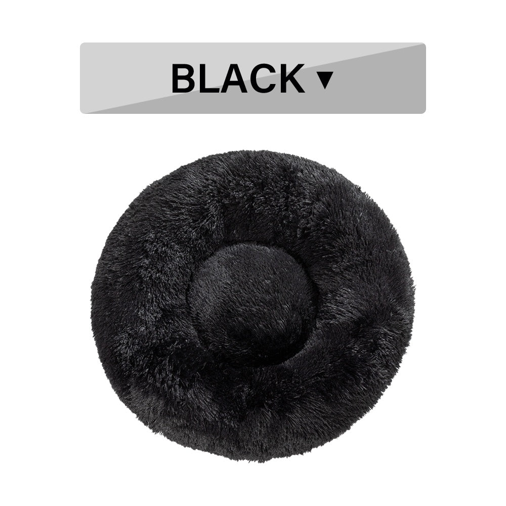 Donut dog bed soft plush calming pet bed with raised edges for dogs and cats