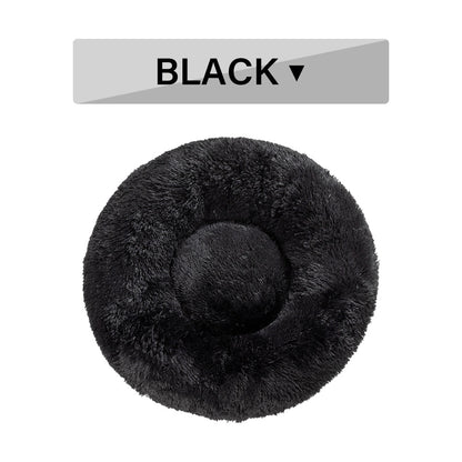 Donut dog bed soft plush calming pet bed with raised edges for dogs and cats