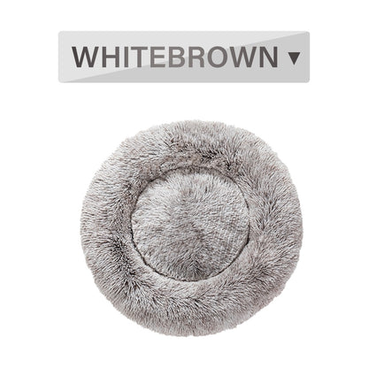 Donut dog bed soft plush calming pet bed with raised edges for dogs and cats