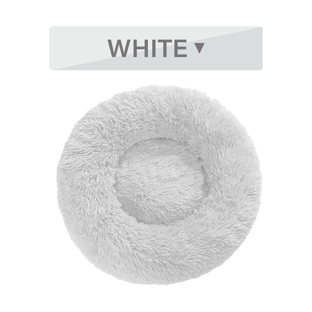 Donut dog bed soft plush calming pet bed with raised edges for dogs and cats