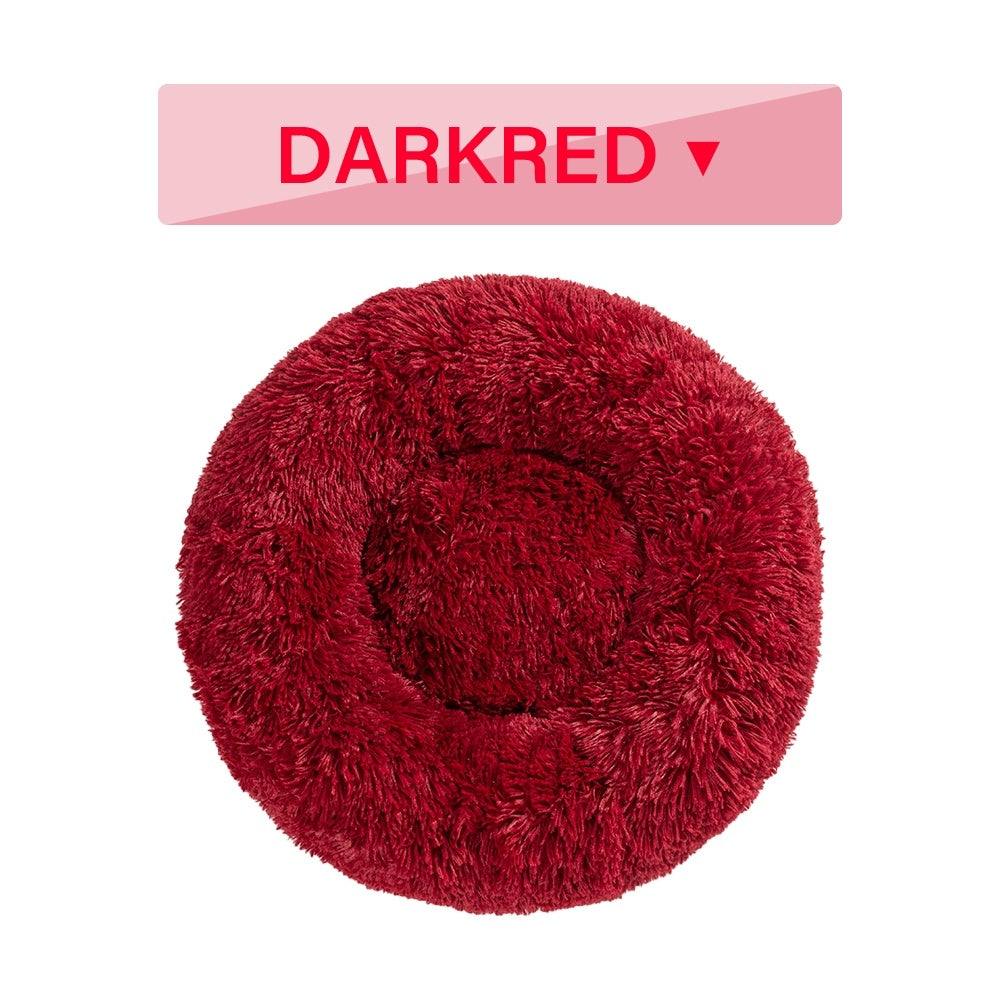 Donut dog bed soft plush calming pet bed with raised edges for dogs and cats