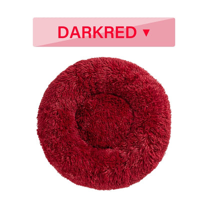 Donut dog bed soft plush calming pet bed with raised edges for dogs and cats