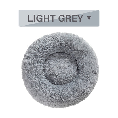 Donut dog bed soft plush calming pet bed with raised edges for dogs and cats