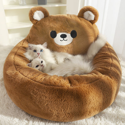 Calming cat bed soft plush cozy pet bed for cats and small dogs