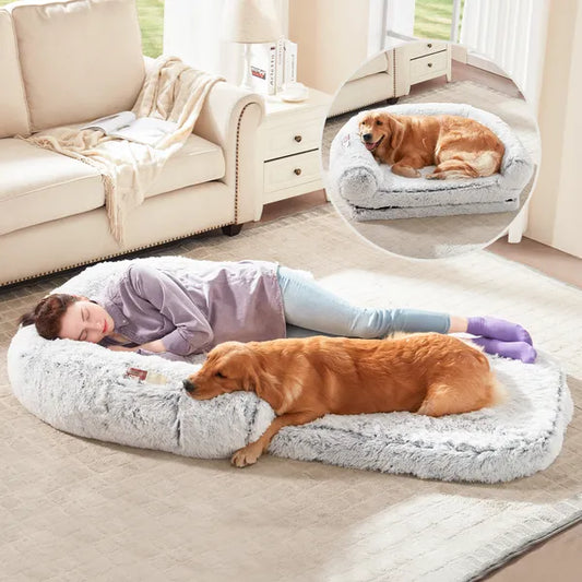 Human dog bed large plush cozy bed for people and pets