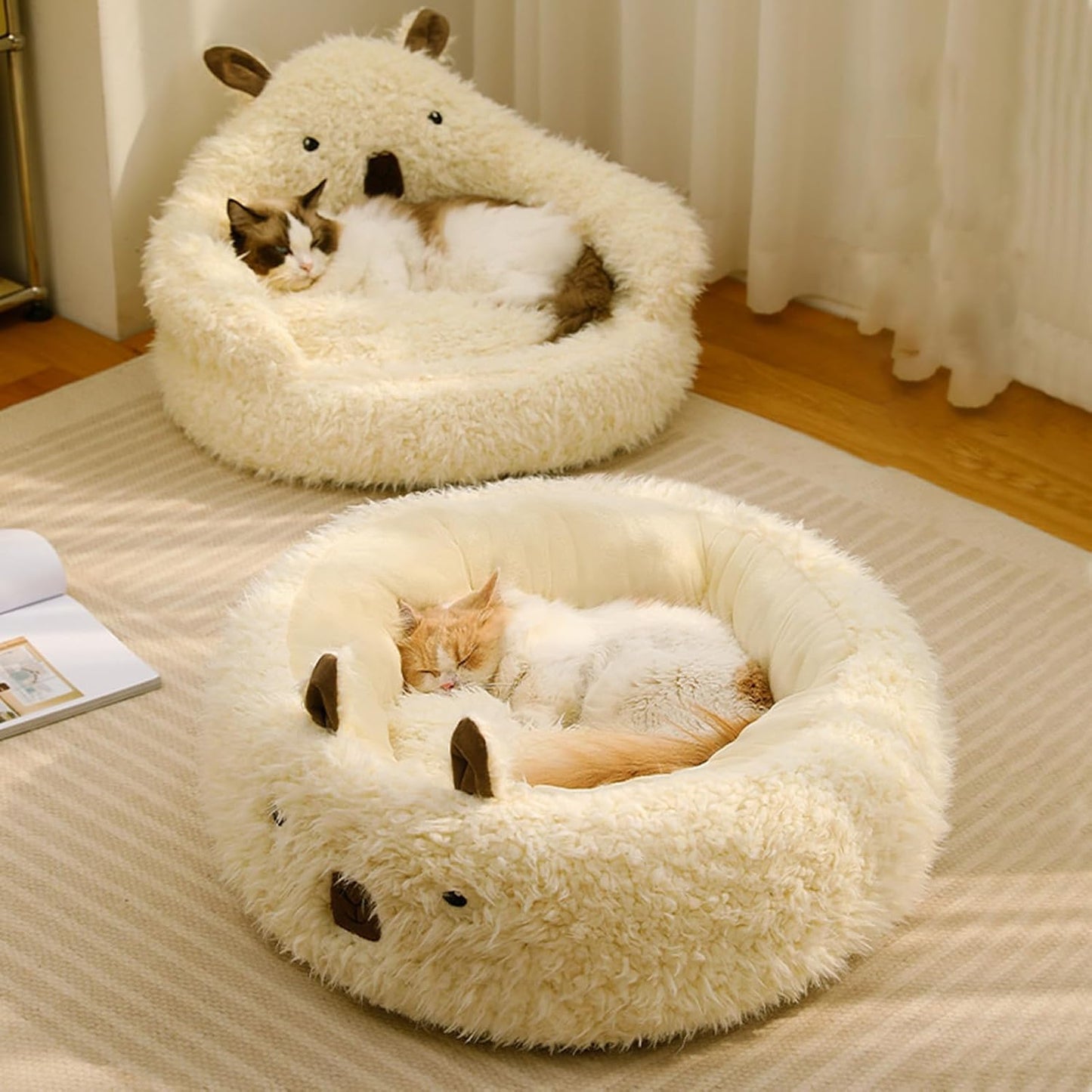 Alpaca pet bed soft plush cozy bed for cats and small dogs