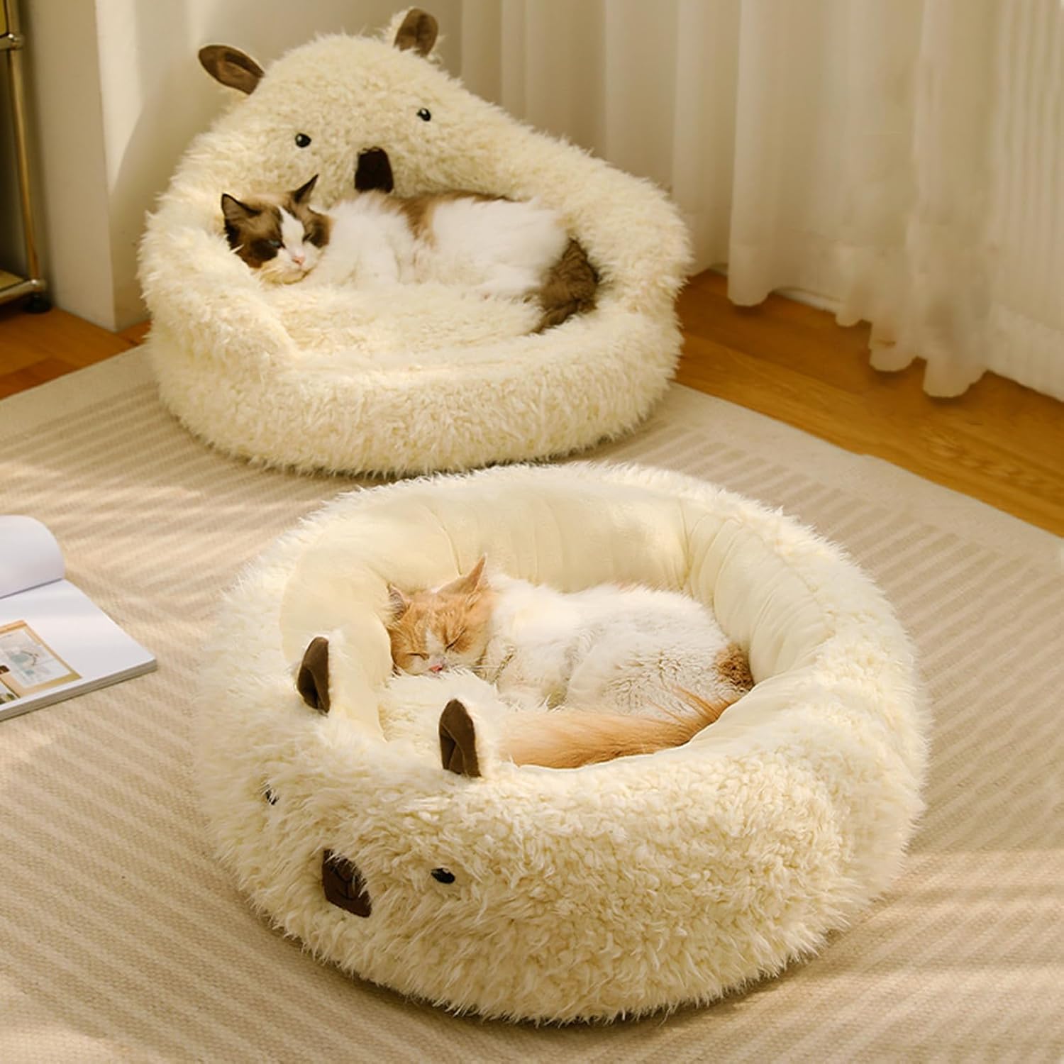 Alpaca pet bed soft plush cozy bed for cats and small dogs