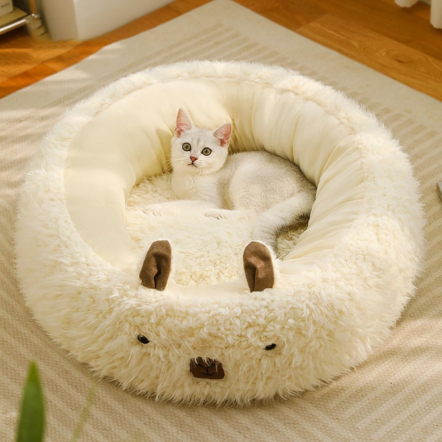 Alpaca pet bed soft plush cozy bed for cats and small dogs