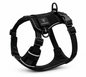 Black reflective no-pull dog harness with breathable mesh padding and adjustable straps.