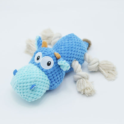 Blue IronBite™ plush dog chew toy for interactive play and chewing