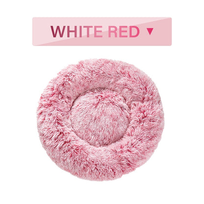 Donut dog bed soft plush calming pet bed with raised edges for dogs and cats