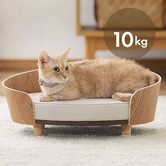 Wooden cat bed with soft cushion modern elevated pet bed for cats