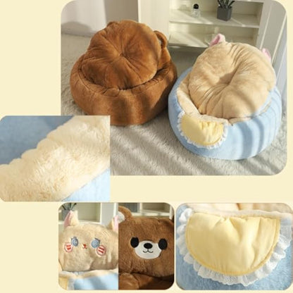 Calming cat bed soft plush cozy pet bed for cats and small dogs