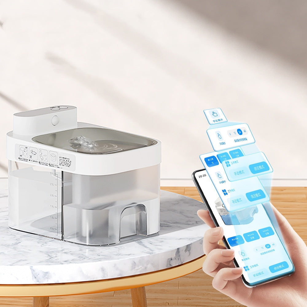 HydroPure TM automatic cat water fountain with continuous flowing stream and loop filtration