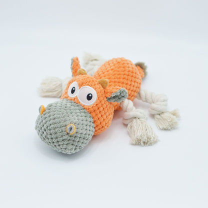 Orange IronBite™ plush chew toy designed for dog playtime and enrichment