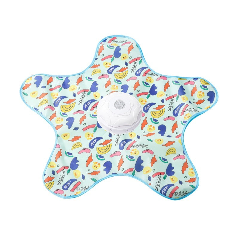 Green and yellow fish print star fabric cover option for the Peekaboo TM smart cat toy