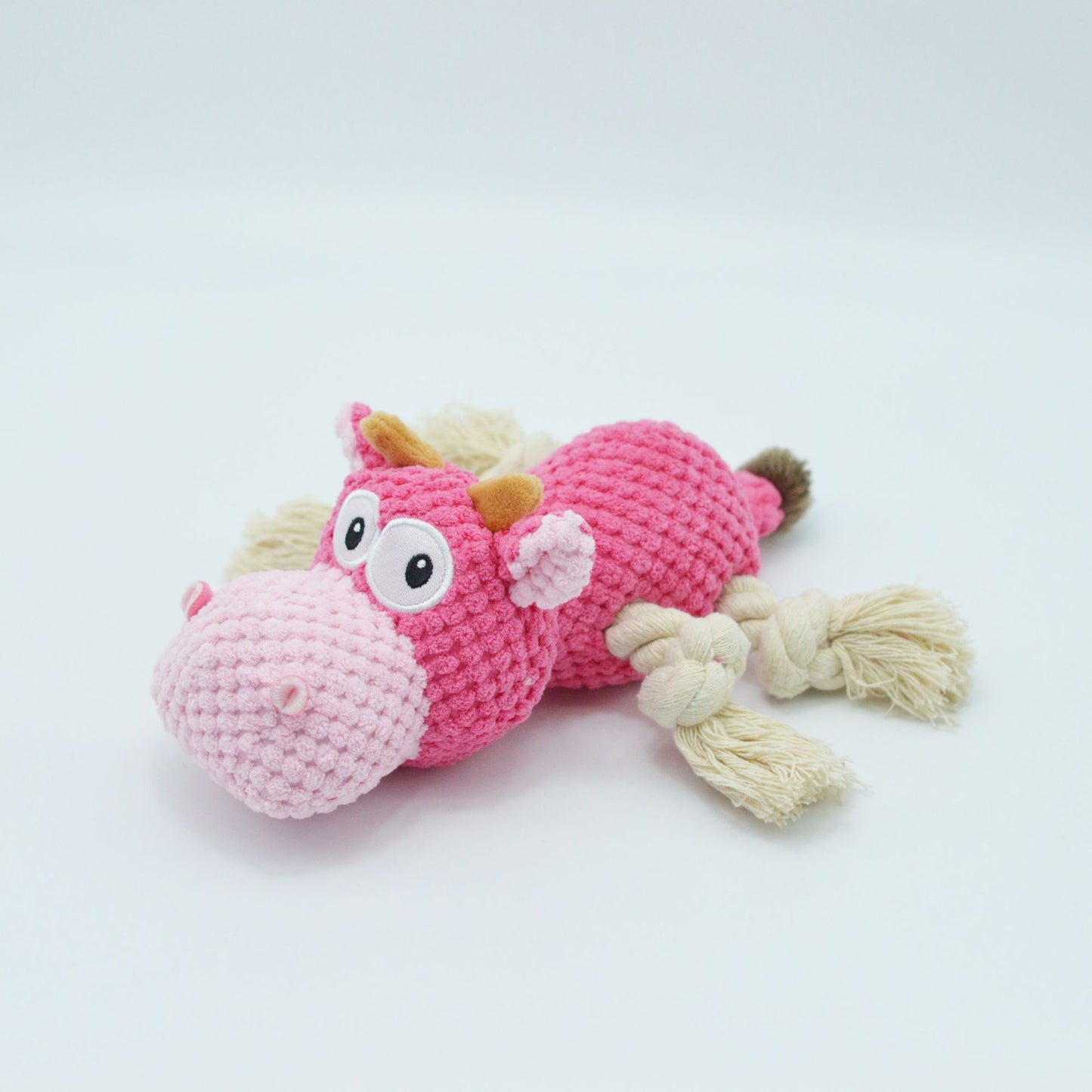 Pink IronBite™ plush dog chew toy for dogs and puppies